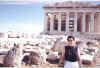 Mary standing at the entrance to the Acropolis